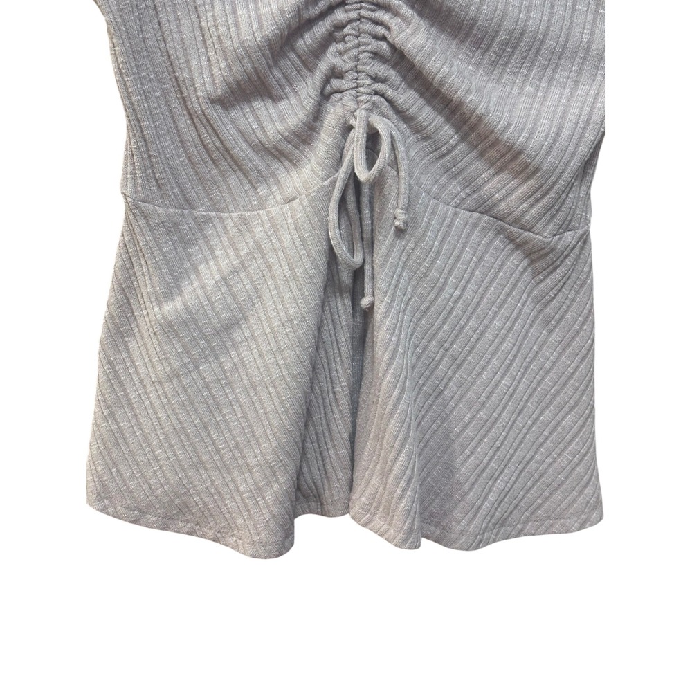 Maurices Mauve Ribbed Ruffle Off Shoulder Ruched Peplum Top Large - Picture 6 of 9